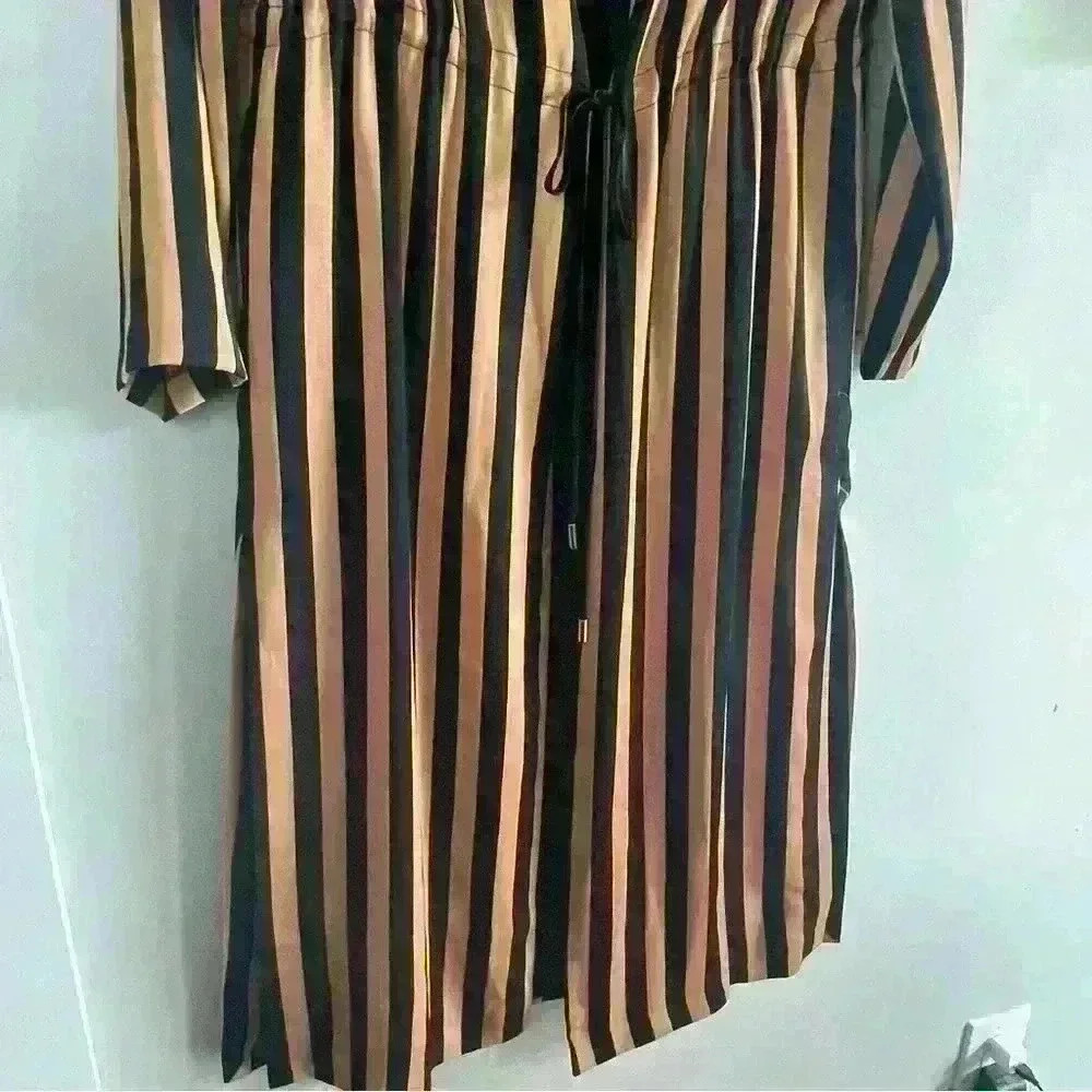 Topshop Camel Stripe Maxi Coat /Jacket Black And Gold US Size 10 New W/ Out Tags - Picture 3 of 9